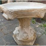 Gothic birdbath with hexagonal top