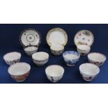 Selection of 18th / 19th century porcelain tea bowls & saucers including Dresden, Derby & Newhall
