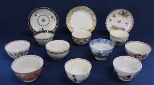 Selection of 18th / 19th century porcelain tea bowls & saucers including Dresden, Derby & Newhall