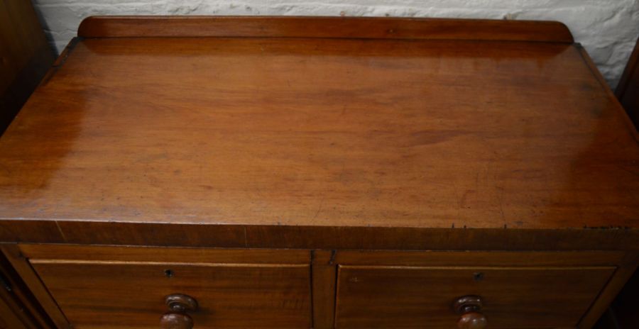Victorian mahogany veneer chest of drawers on castors L 100cm D 49cm Ht 92cm - Image 2 of 2