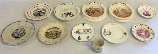 Selection of children's tableware including two Carlton Ware 'At the Seaside' baby plate, Lord