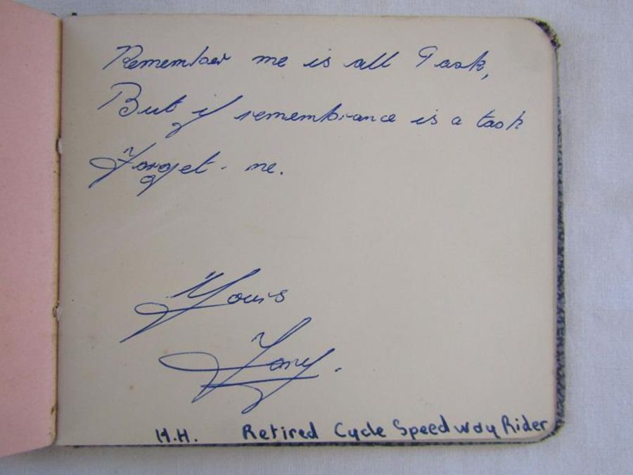 Autograph book containing signatures from West Ham Hammers Speedway racers 1952 possibly other - Image 8 of 8