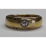 Victorian 18ct gold ring with inset diamond, internal inscription "In Memory of Frederick Luke