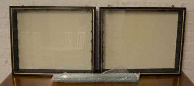Pair of wall hanging display cabinets with 5 glass shelves each. 64cm by 53cm