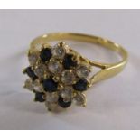 18ct gold cluster ring with spinel and possibly sapphire setting - ring size O - advised Cyprian