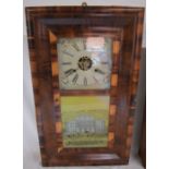 19th century American wall clock by E N Welch with 30 hour twin weight movement with glass panel