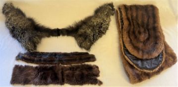 A fur stole, a collar and 2 pieces of fur