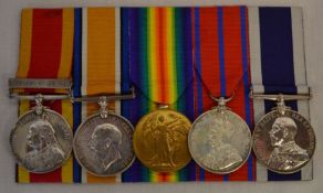 Group of five medals awarded to F J Martin 187497: China 1900 with Relief of Pekin clasp, British