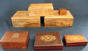 7 wooden jewellery boxes including 2 Italian & cased Mahjong set