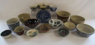 Collection of studio pottery bowls and planters includes Vitry Ware