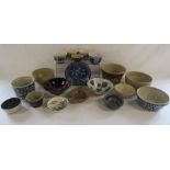 Collection of studio pottery bowls and planters includes Vitry Ware