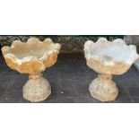 2 ornate tulip urns on hexagonal base