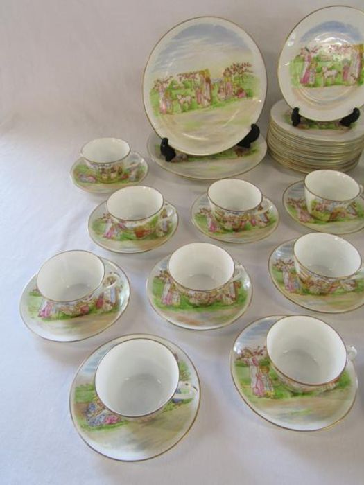 Unmarked tea set with farming children Kate Greenaway design and Royal Doulton 'Bunnykins' breakfast - Image 2 of 5