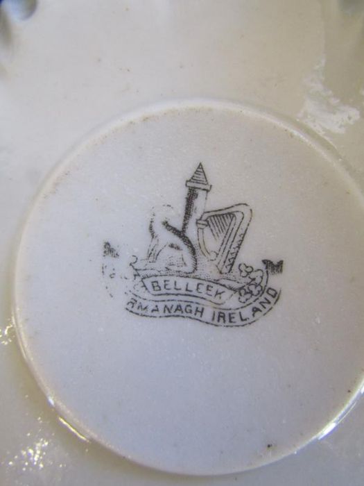Selection of Belleek shell design, including Neptune cup, saucer, milk, jug and sugar bowl - Image 3 of 5