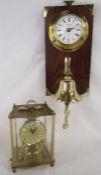 W.Widdop battery clock with brass bell under and brass Keninger & Obergfell Kundo torsion clock