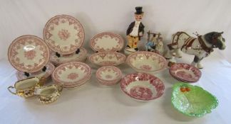 Swinnertons and Wood Ware red and white dinner pieces, 'Show me the way to go home' musical