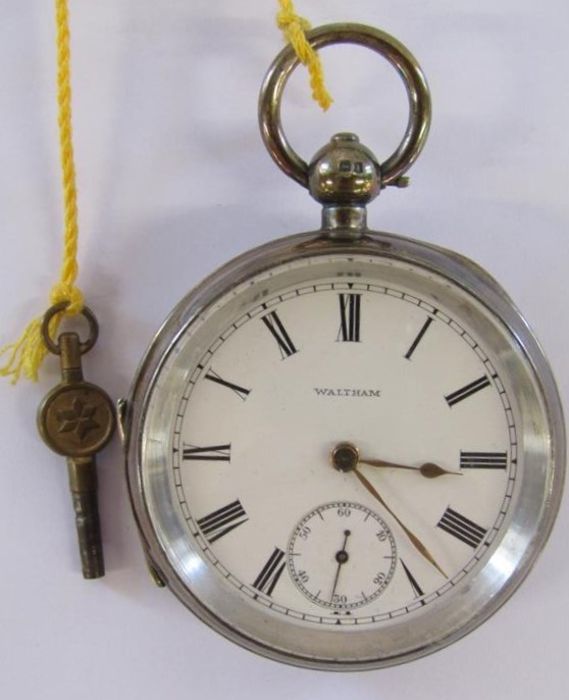 AM Watch Co, Waltham  2.5ozt silver pocket watch