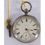 AM Watch Co, Waltham  2.5ozt silver pocket watch