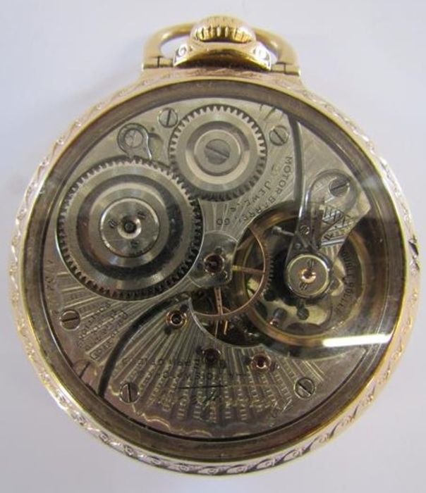 Illinois 'Bunn Special' gold plated with glass back 60 hour pocket watch - 4732172 - Image 2 of 4