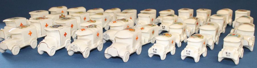 37 crested china ambulances including Arcadian, Clifton, Shelley, Triood, Coronet Ware, Waterfall - Image 4 of 7
