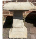 Clasico square bird bath with rose detail