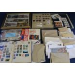 Stamp collection including album of unused GB & loose World stamps and framed set of 6 Staithes