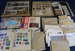 Stamp collection including album of unused GB & loose World stamps and framed set of 6 Staithes