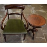 Victorian mahogany carver dining chair & a Victorian mahogany occasional table on a carved tripod