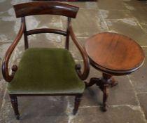 Victorian mahogany carver dining chair & a Victorian mahogany occasional table on a carved tripod