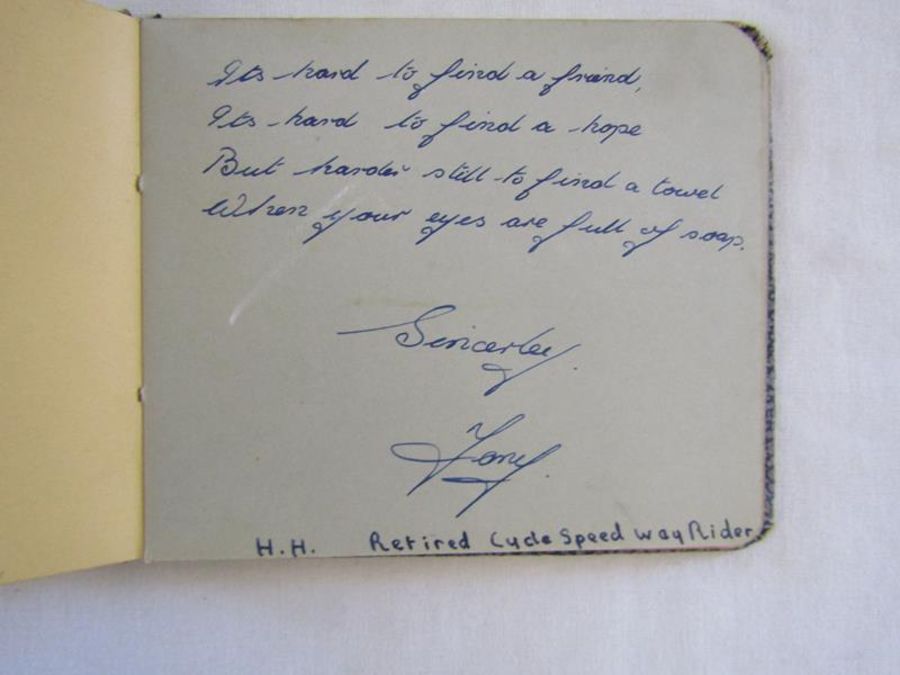 Autograph book containing signatures from West Ham Hammers Speedway racers 1952 possibly other