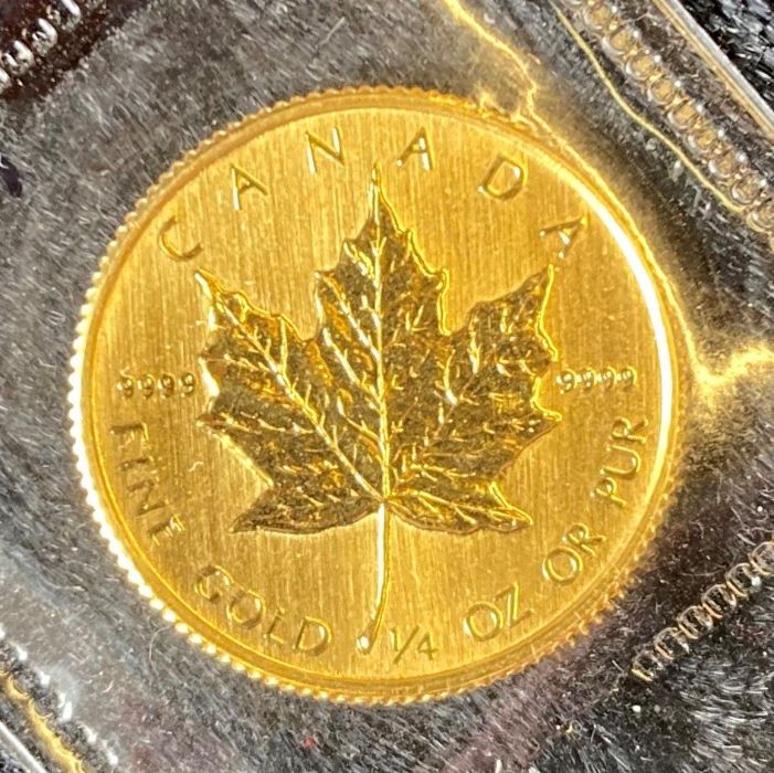 1985 Canadian 10 dollar quarter ounce gold coin in a plastic pouch - Image 2 of 2