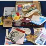Suitcase full of ephemera including theatre programmes, house guides, North Yorkshire Moors