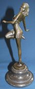 Bronze lady dancer on marble base after Pascal Delor 29cm high