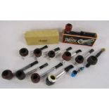 Collection of Kirsten pipes and other metal stemmed pipes including Dr. Grabow, Kaywoodie, Brevete