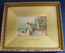 Small gilt framed watercolour "Children Picking Blackberries" by Miles Birket Foster R W S (