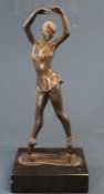 Modern bronze ballerina on marble base (indistinct name) 26cm high