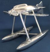 Aluminium model sea plane (Super Marine 56 originally designed by R J Mitchell) 36cm wide x 26cm