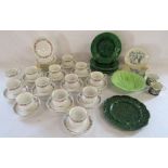 Paragon 'Belinda' cups, saucers and teaplates - includes 2 Royal Doulton 'Belinda' cups, green