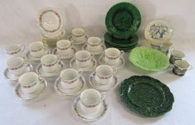 Paragon 'Belinda' cups, saucers and teaplates - includes 2 Royal Doulton 'Belinda' cups, green
