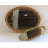 Wooden oval mirror and metal gilt framed oval mirror