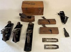 Wood working tools, including Stanley bench plane tools, plane parts and Record Multi-plane No.405