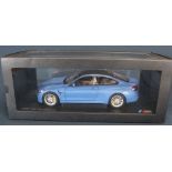 BMW M4 Coupe model, marina blue, scale 1:18