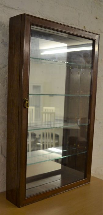 Mahogany display wall cabinet with 4 glass shelves 76cm by 46cm by 10.5cm - Image 2 of 2