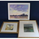 Framed oil on canvas "Evenings Glow" by Pat Rowe, oil painting "Old Walls" by Anastasia Lewis &