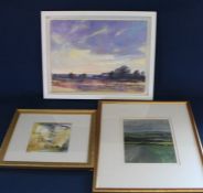 Framed oil on canvas "Evenings Glow" by Pat Rowe, oil painting "Old Walls" by Anastasia Lewis &