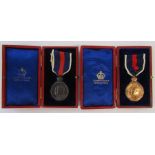 King Edward VII bronze & gilt 1902 Coronation medals in Elkington boxes