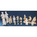 Selection of figurines including Ernst Bohne & Sohne (3 bearing a gold anchor mark)
