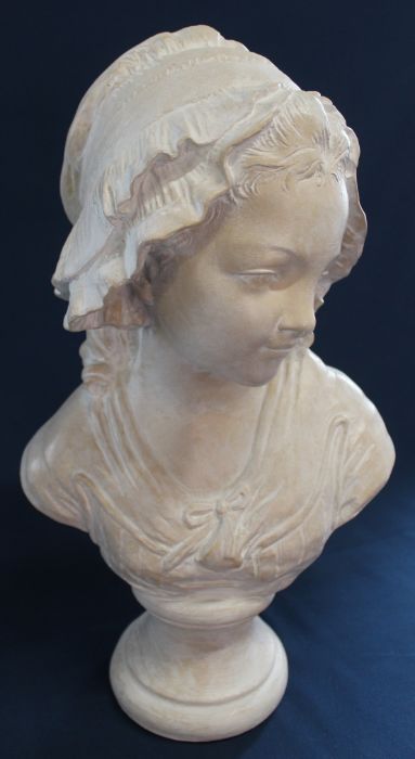20th century white painted bust of a young girl 45cm high (possibly plaster) - Image 2 of 3