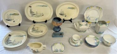 Ceramics including various Riviera Midwinter plates, dish and jug hand painted by Hugh Casson, A.B.J