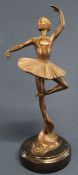 Bronze ballerina after A Leonard on slate base, 32cm high